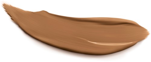 A streak of brown makeup or paint on a white background.