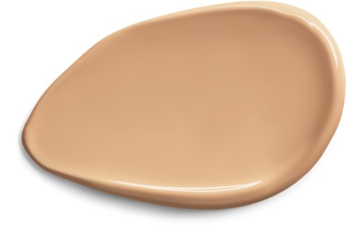 A beige, teardrop-shaped dish with a smooth surface and curved edges.