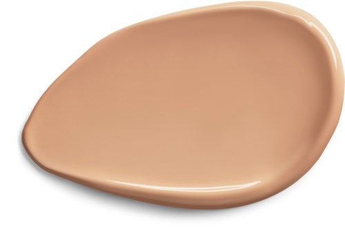 A beige liquid foundation or makeup with a smooth, creamy texture in a spoon shape.