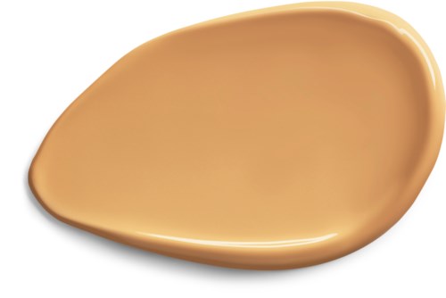 A beige or caramel-colored sauce or spread in a smooth, oval shape on a white background.