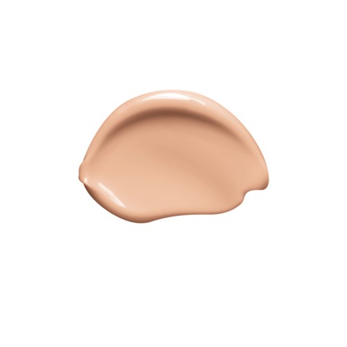 A beige liquid foundation swatch on a white background.