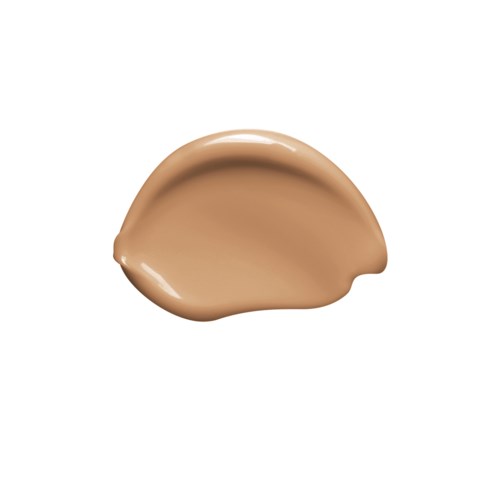A swatch of beige or light brown liquid makeup or foundation on a white background.