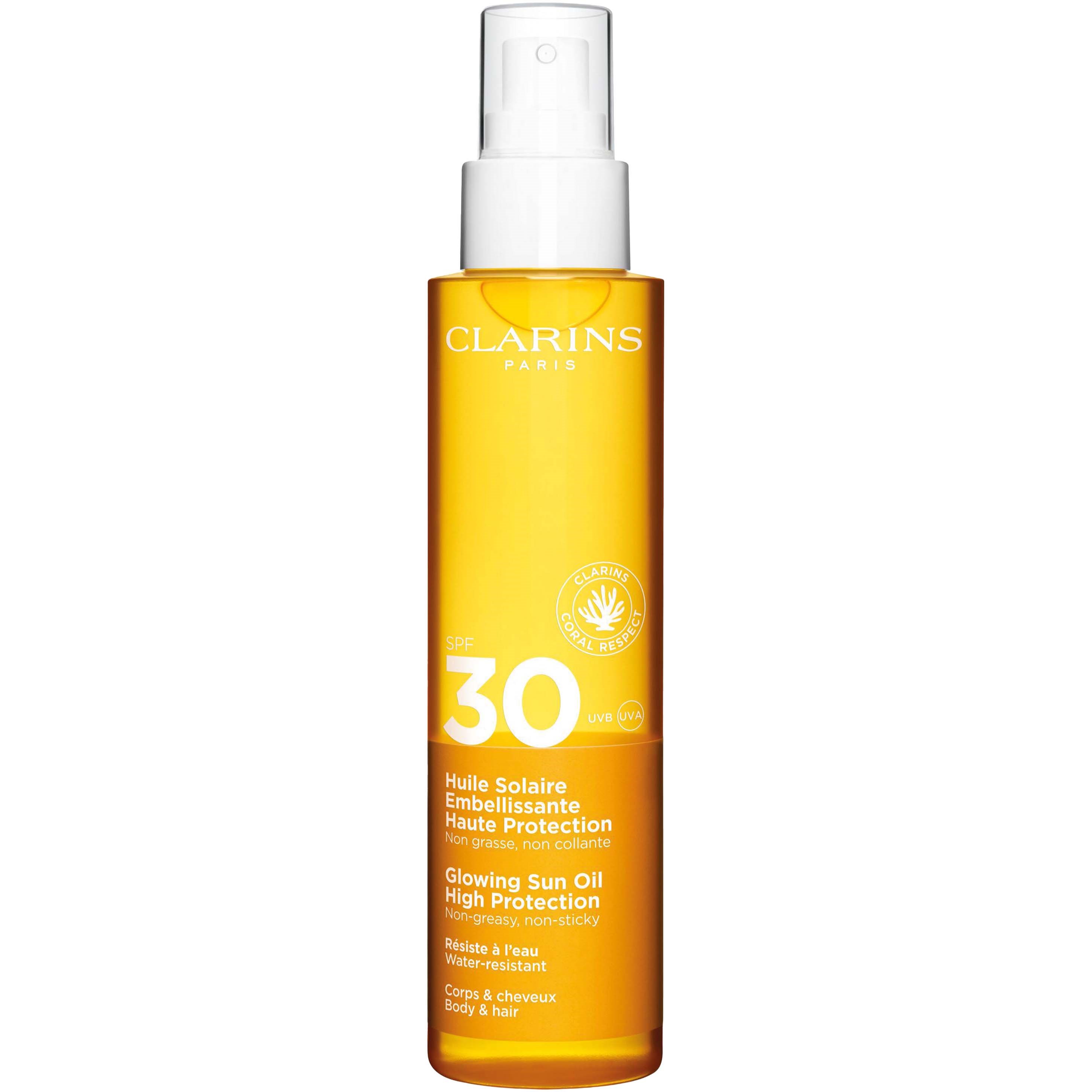 Läs mer om Clarins Glowing Sun Oil High Protection SPF30 Body & Hair 150 ml