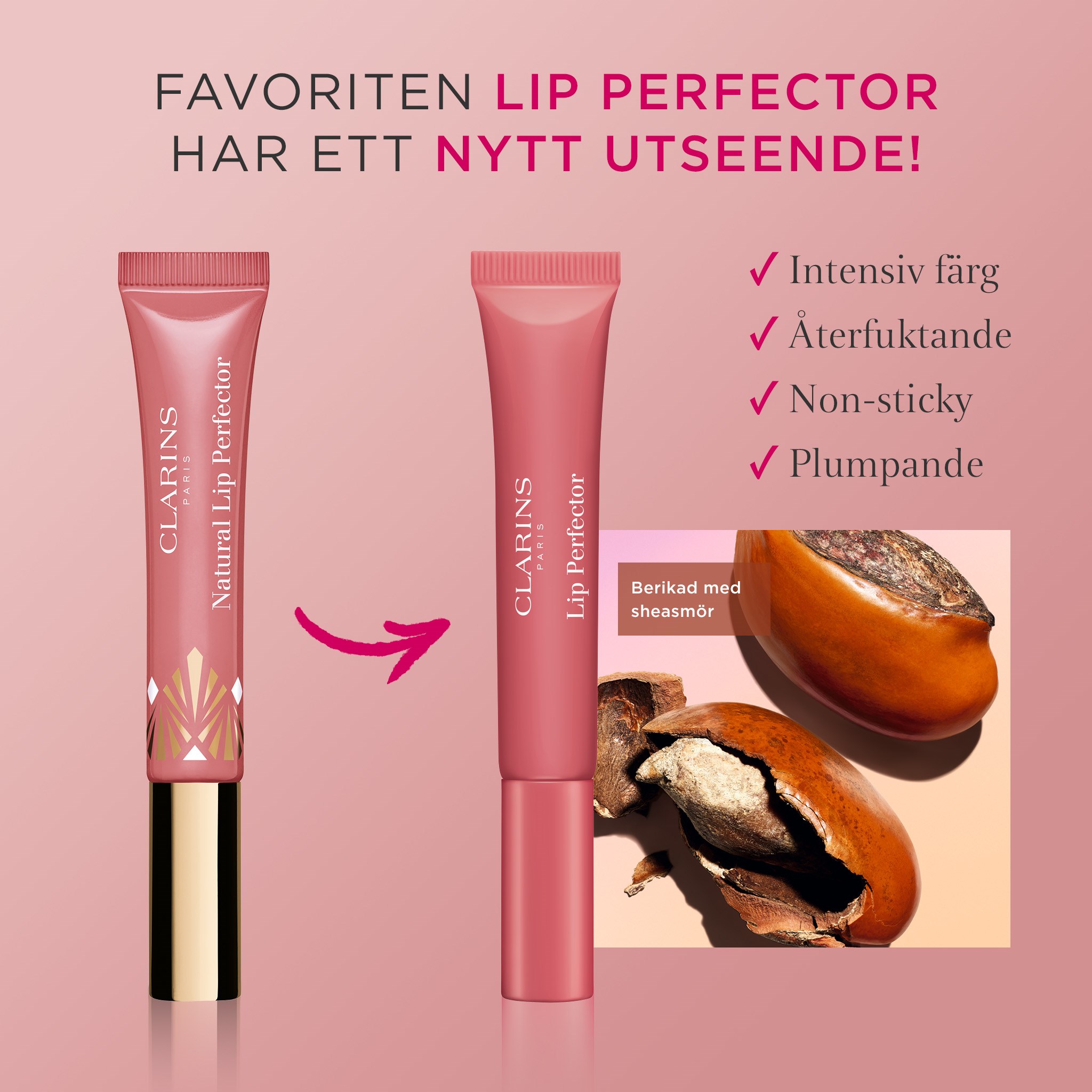 Alternativ bild 1 för Clarins Natural Lip Perfector 06 Rosewood Shimmer