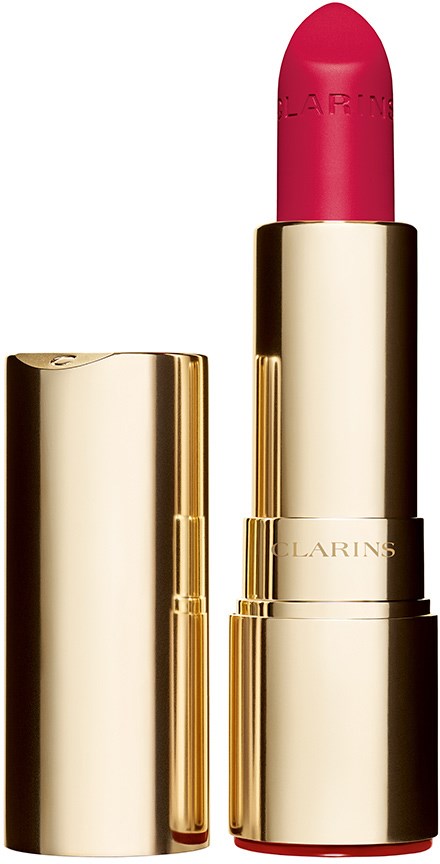 Et lyst rosa leppestift i en blank gulltube, med lokket ved siden av.