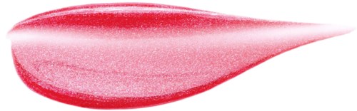 Ett rött läppstiftstift på vit bakgrund med svarta kanter, visar en slät, glänsande textur.