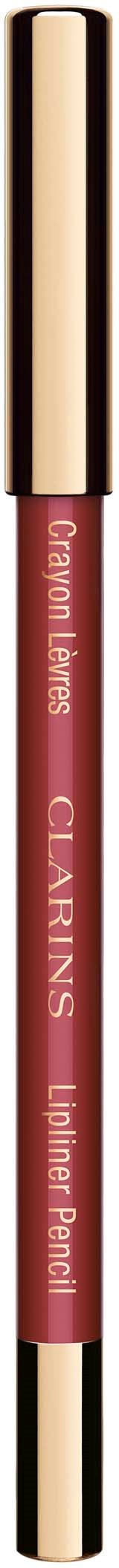 En läppglansstift med rosa nyans och guldlock , märkt 'Clarins Lip Perfector'.