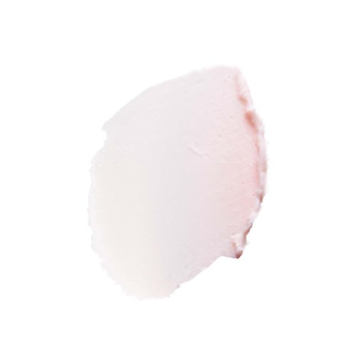 En mjuk rosa och vit makeupsvamp med runt form.