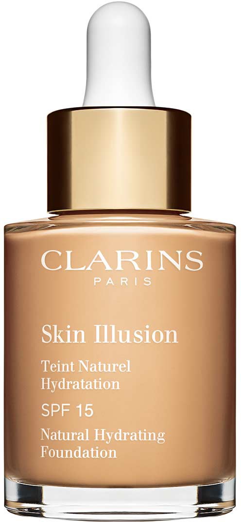 Clarins Skin Illusion -pullopulliste, merkattu luonnolliseksi kosteutukseksi ja SPF 15:ksi.