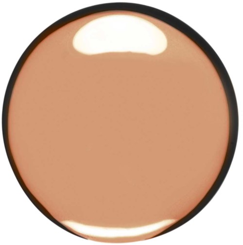 En kompaktpuder med ljusbeige make-up inuti.
