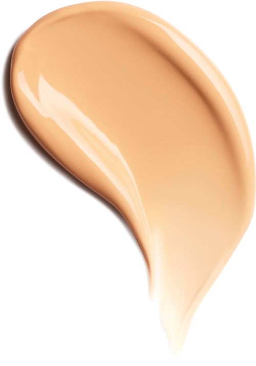 En slät, ljusbeige vätska med glänsande yta, formad som en tår.