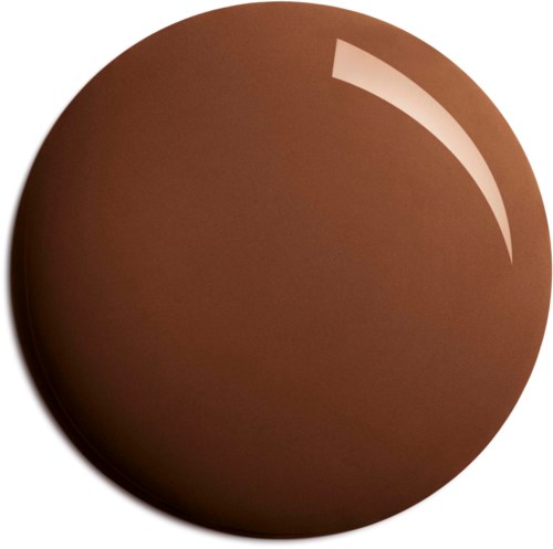 A shiny, brown, spherical object that looks like a chocolate or a ball.