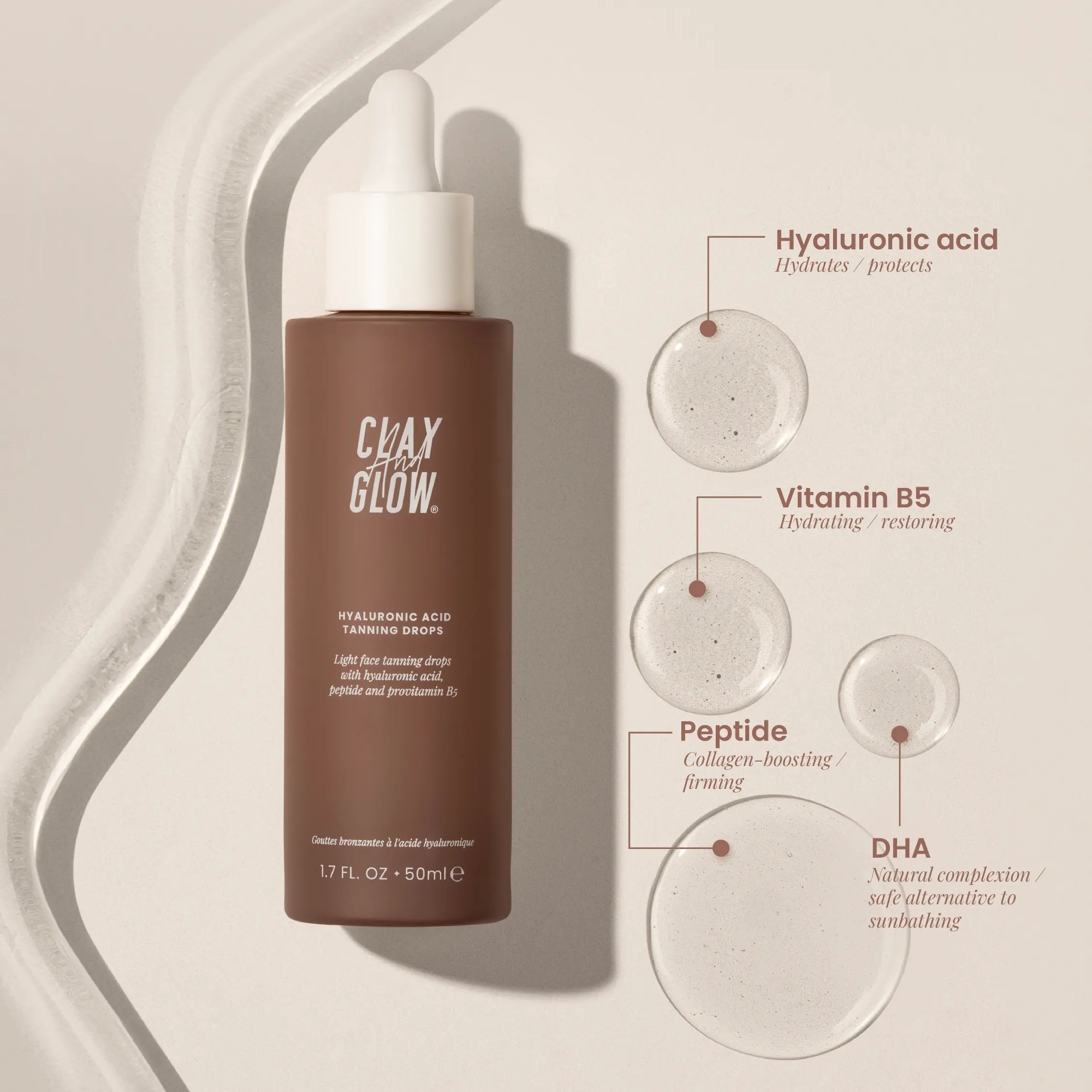 Clay And Glow Hyaluronic Acid Tanning Drops (obrázok 5)