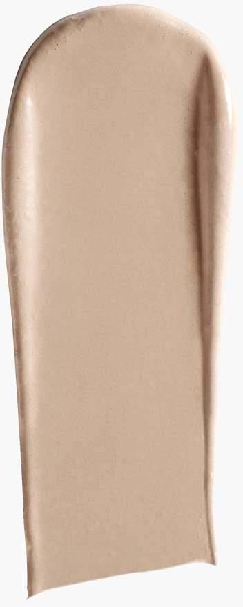 En beige spade med böjt handtag och platt blad, används för att sprida eller applicera ämnen.
