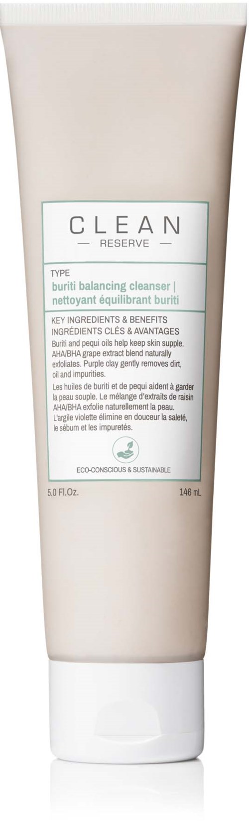 TUBE od Clean Reserve buriti oczyszczacz balansujący z etykietą zawierającą szczegóły produktu i składniki.
