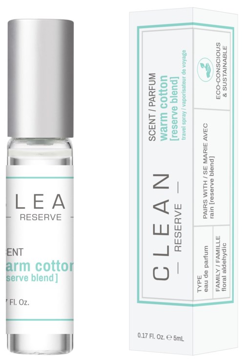 En liten parfyllflaska och låda för 'Ciejan Reserve' med doften 'Earth Cotton', miljövänlig, för kvinnor, 0,17 fl oz/5 ml.