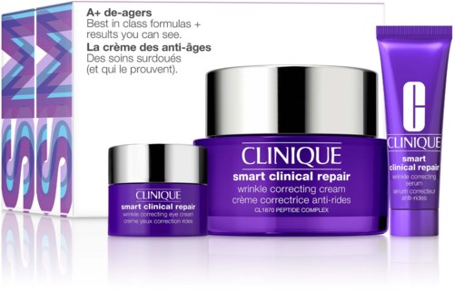 Clinique Smart Clinical Repair hudvårdsset med kräm och serum för anti-aging och rynkreparation.