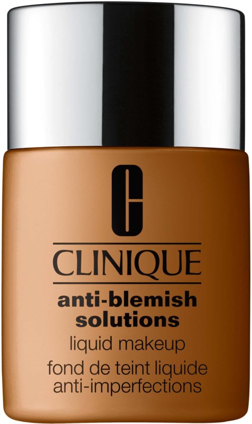 En beige flaska med silverlock, märkt Clinique anti-blemish solutions flytande makeup.