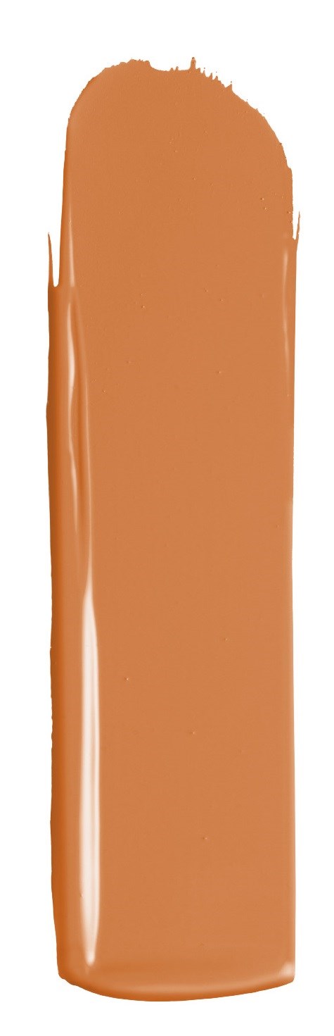 En vertikal beige-brun färgstänk med ojämn toppkant på vit bakgrund.