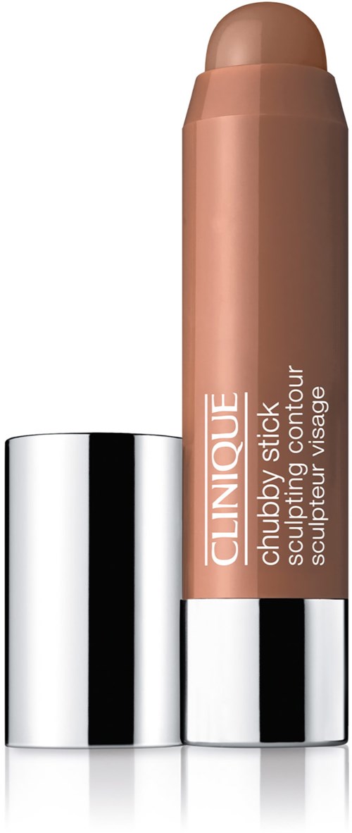 A beige twist-up stick with a silver base, labeled "Clinique Chubby Stick Sculpting Contour".