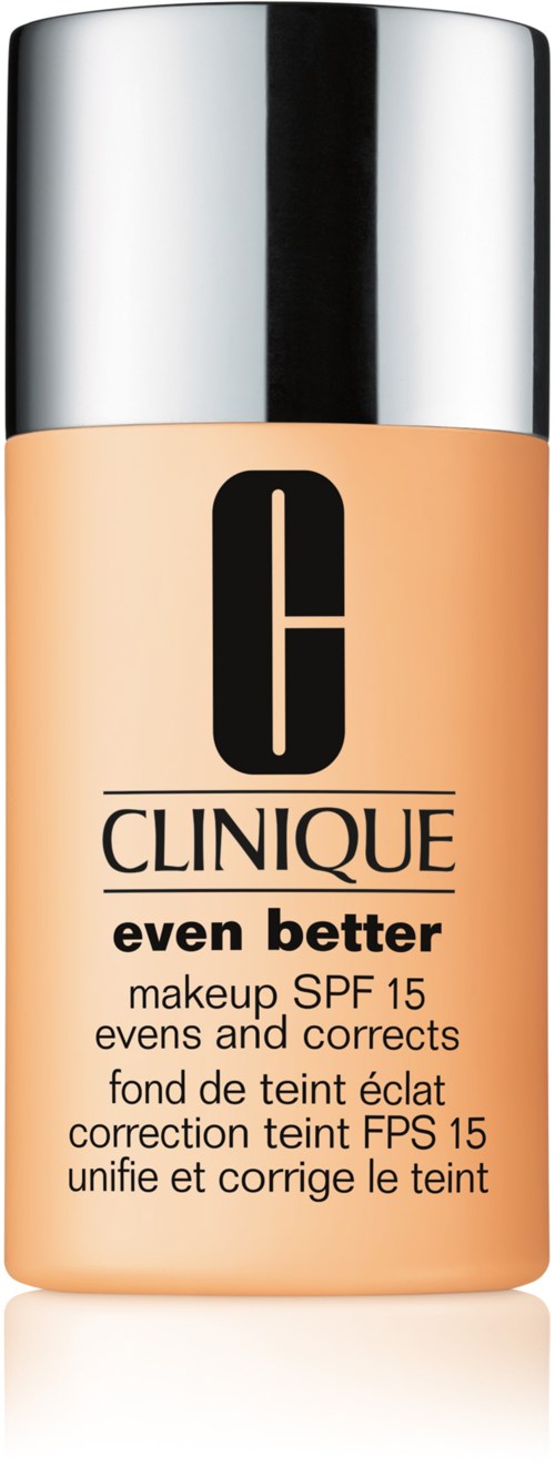 Flaske med Clinique foundation mærket "even better" med SPF 15, designet til at forbedre hudtonen.