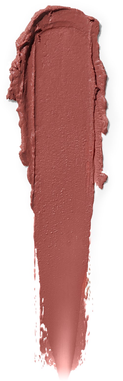 En finisläpp av rosa-brun läppstift på vit bakgrund.
