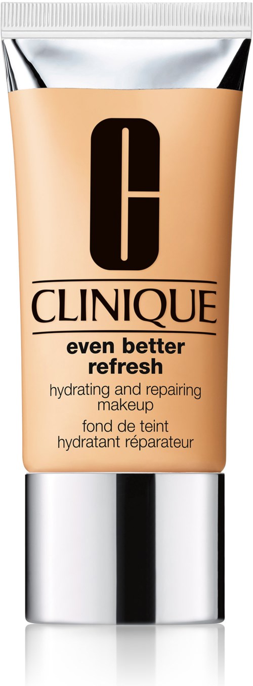 En tub med Clinique-grundläggning märkta 'even better, refresh' för återfuktning och reparation av makeup.