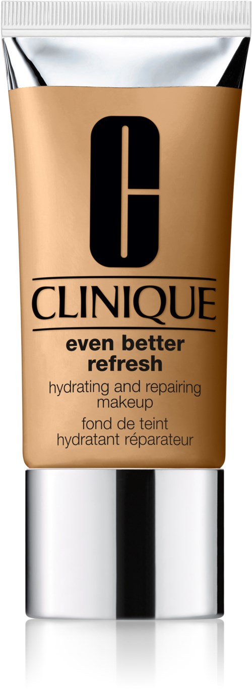 Clinique-makeuprör i beige och silver färg, märkt "even better refresh" för att återfukta och reparera huden.