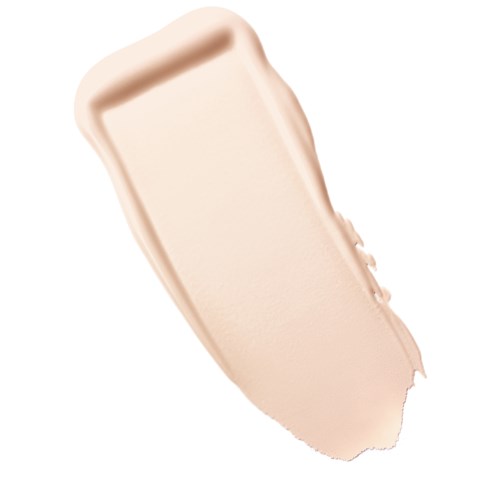 Et beige makeup-produkt med rundet rektangulært form og glat tekstur.
