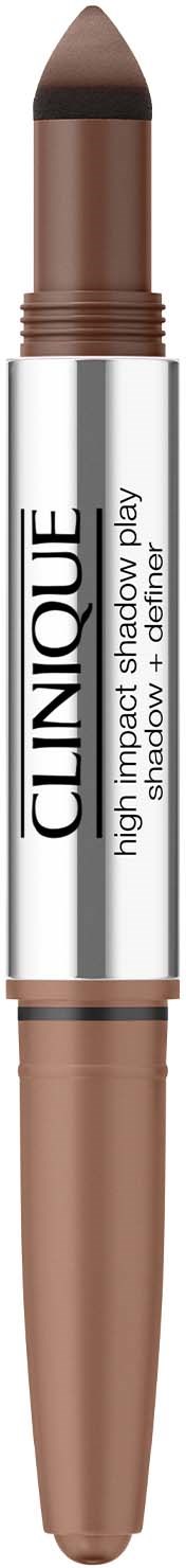 En Clinique high-impact skugga och eyeliner i brunt med en dubbeländad design.