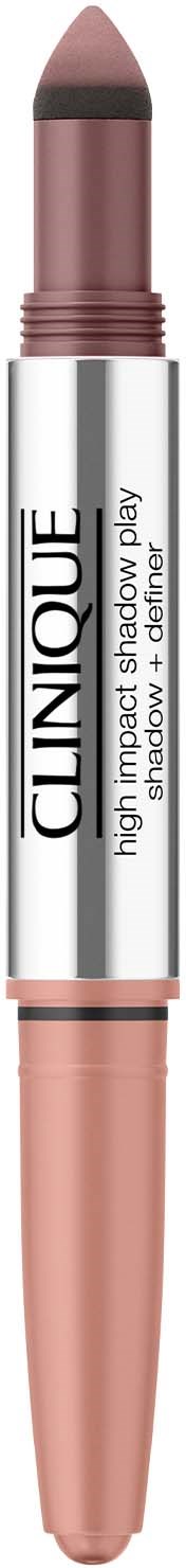 En Clinique High Impact Shadow Plump-penna, i rosa-brun färg, i en silver- och beigehölje.