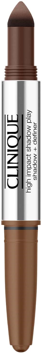 En brun Clinique-makeupprodukt med en vit etikett och ett brunt lock, formad som en penna.