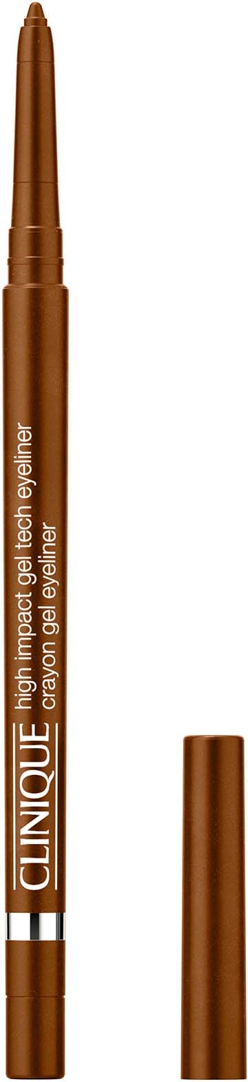 En brun Clinique sminkpen med lock, märkt som high impact gel eye gloss för ögonlocken.