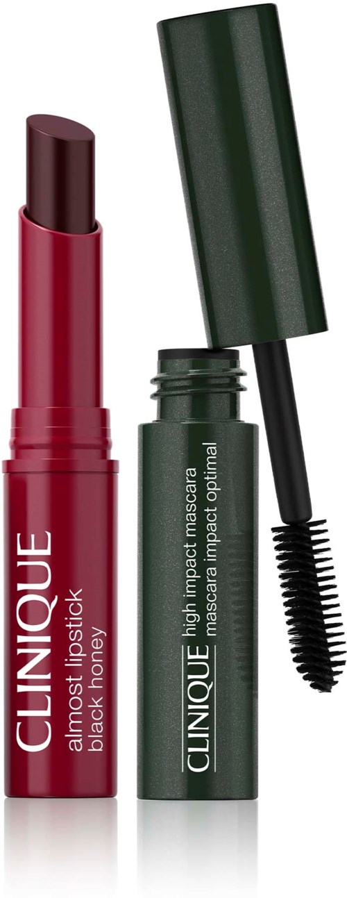 Clinique High Impact Mascara in zwarte kleur met groene etiket en borstel.