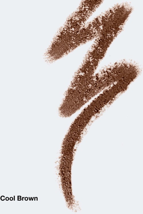 Bruna penseldrag liknar en virvel eller streck med etiketten "Cool Brown."