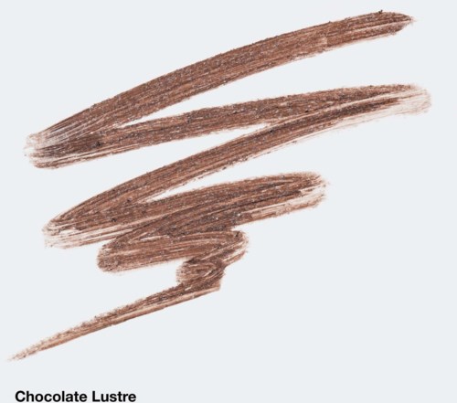 Makeup-swatches i bronze med glitrende tekstur på lys baggrund.