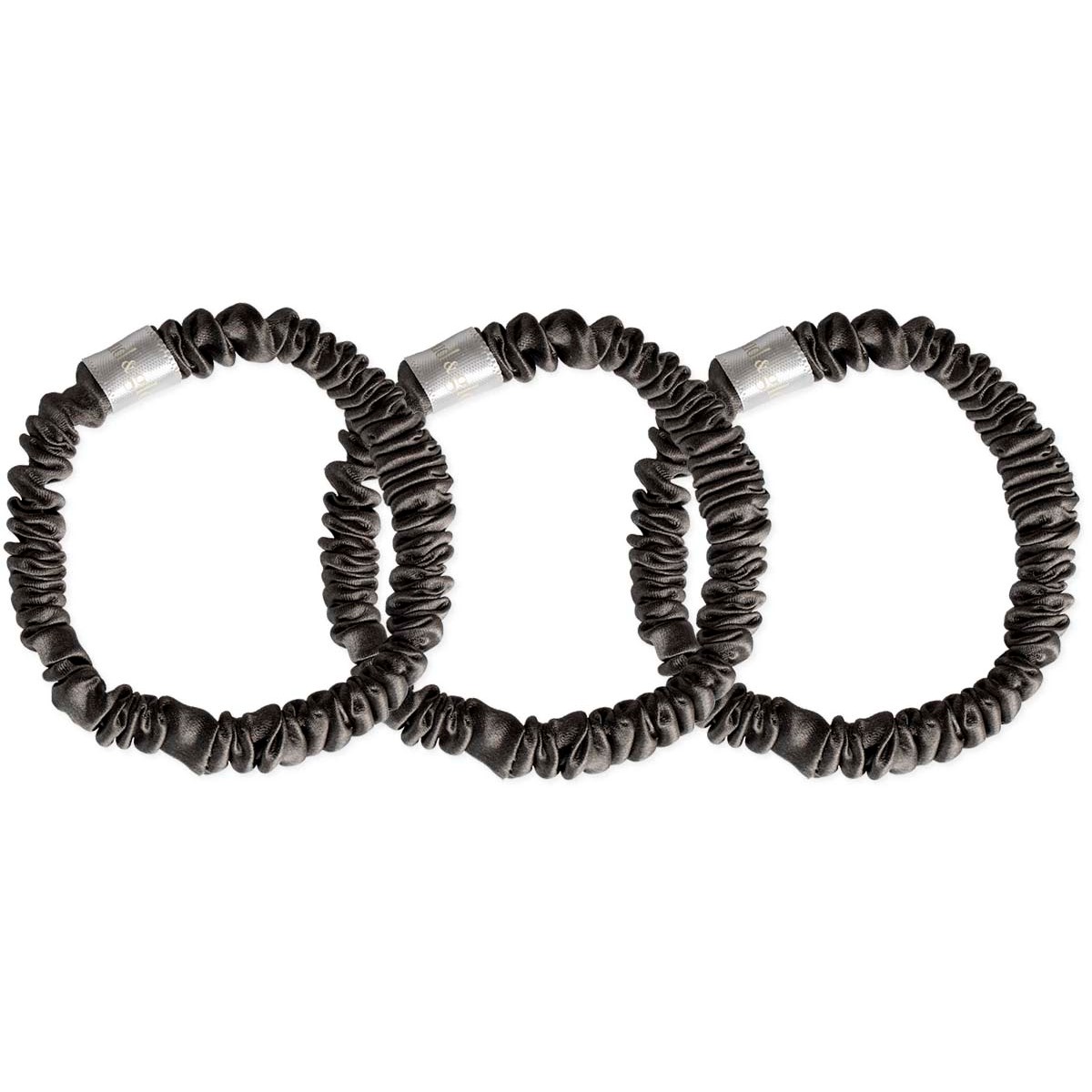 Cloud & Glow Silk Scrunchies 1 cm Charcoal