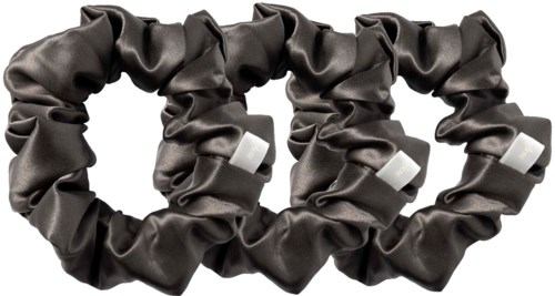 Cloud & Glow Silk Scrunchies 4 cm Charcoal