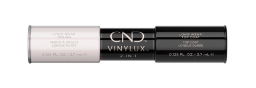 A black and white pen-shaped bottle with brand and product information, used for nail polish coating and protection.