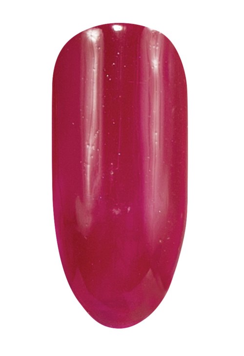 En glänsande, djupröd nagel med en slät, rund oval form.