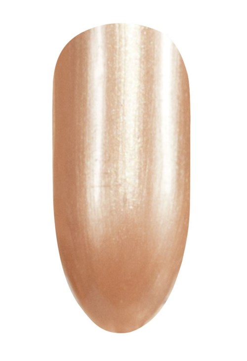 En närbild av en enda, slät, glänsande nagel med en naturlig hudton.