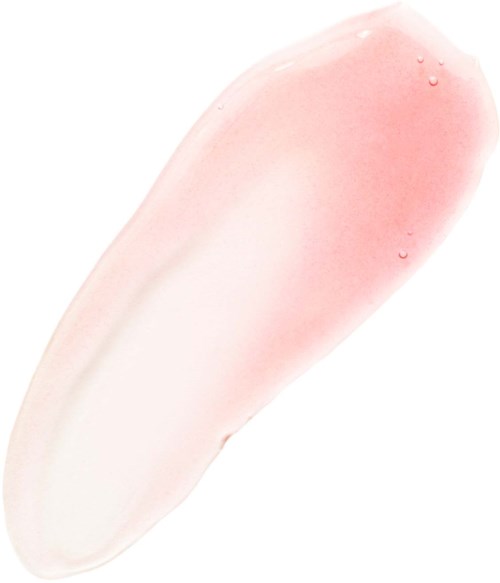 En mjuk rosa och vit form med små vattendroppar på toppen, ser slät och geléaktig ut.