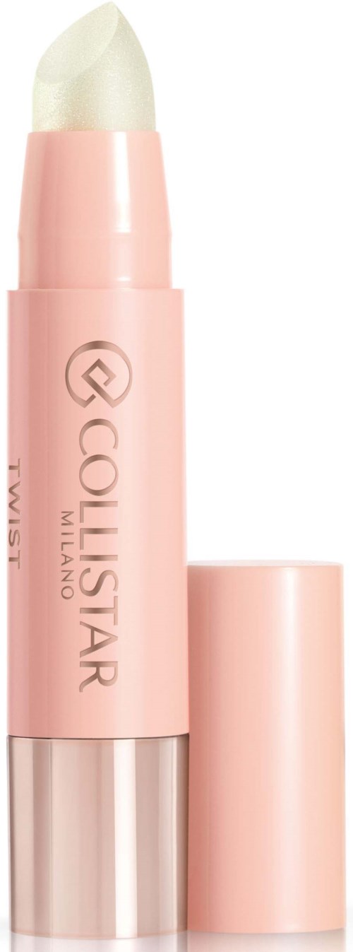 Violetta huulipunasivu, jossa valkoinen huuli ja merkinnät 'COLLISTAR MILANO' ja 'T WIST'.