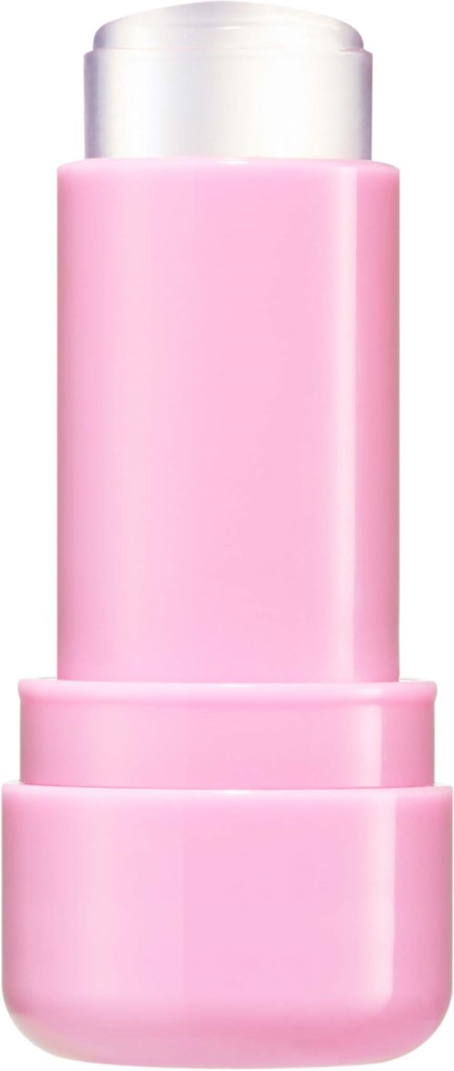 Een roze cilindervormige container met een witte dop, waarschijnlijk een cosmetisch of huidverzorgingsproduct.