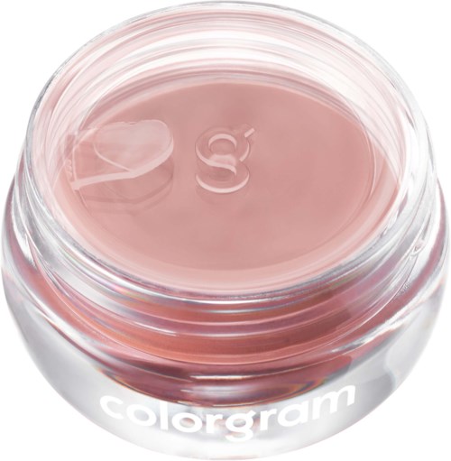 Een kleine ronde container met roze room erin. De container heeft een doorzichtige deksel en de tekst 'colorgam'.