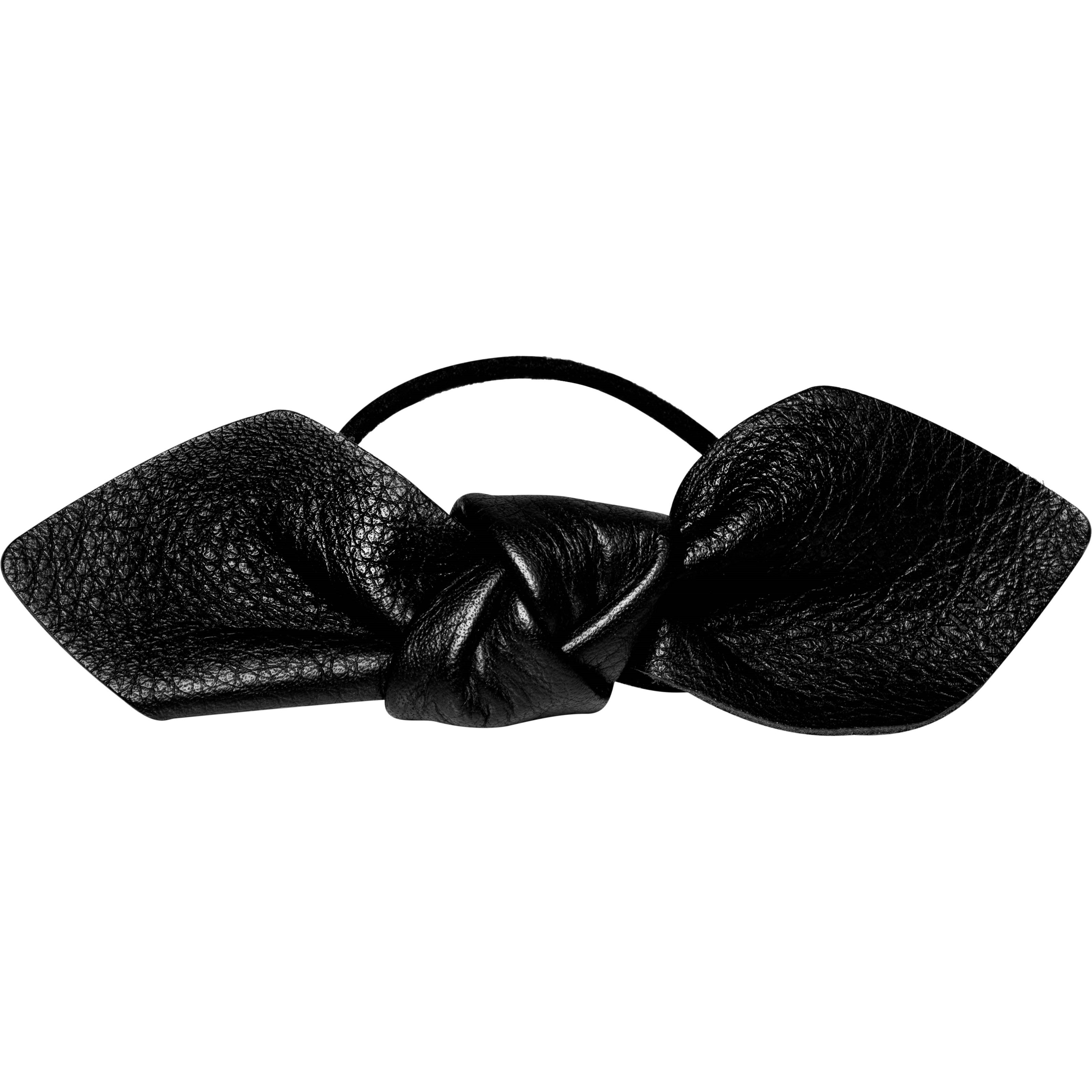 Corinne Leather Bow Big Hair Tie Black