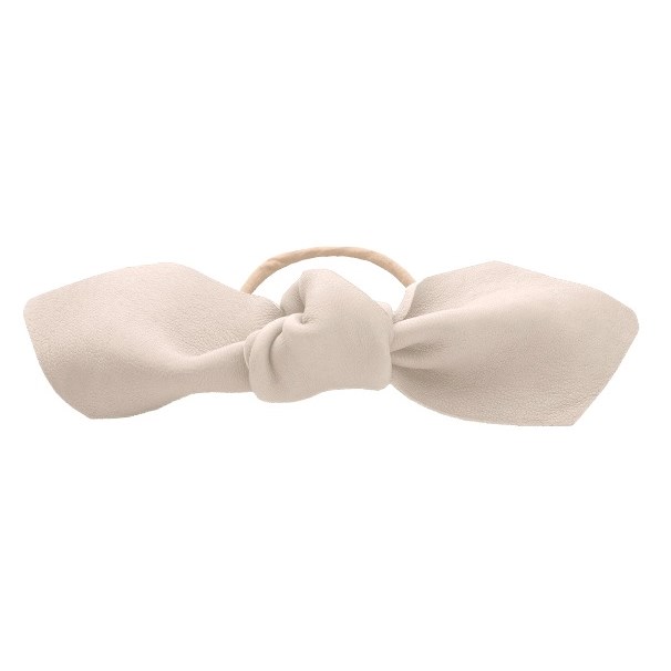 Corinne Leather Bow Big Hair Tie  Cream