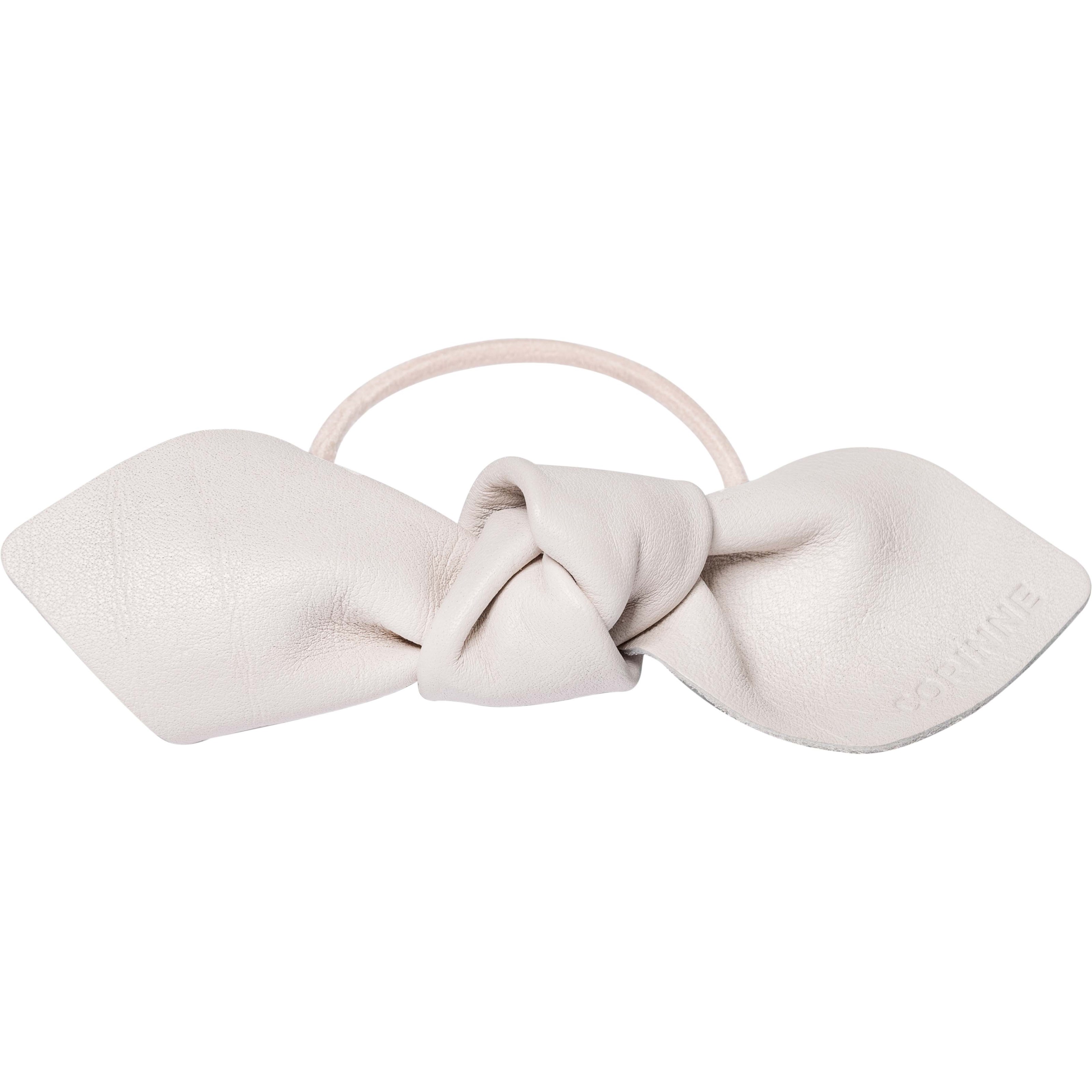 Corinne Leather Bow Big Hair Tie Cream