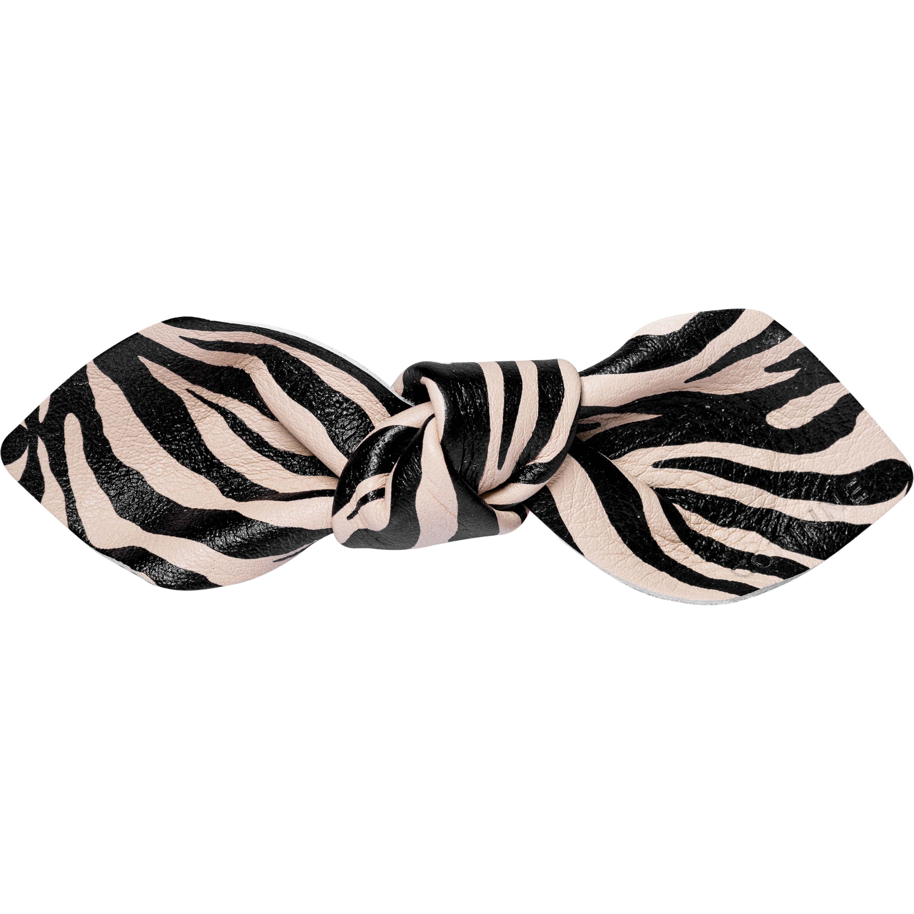 Corinne Leather Bow Big On Hair Clip Zebra