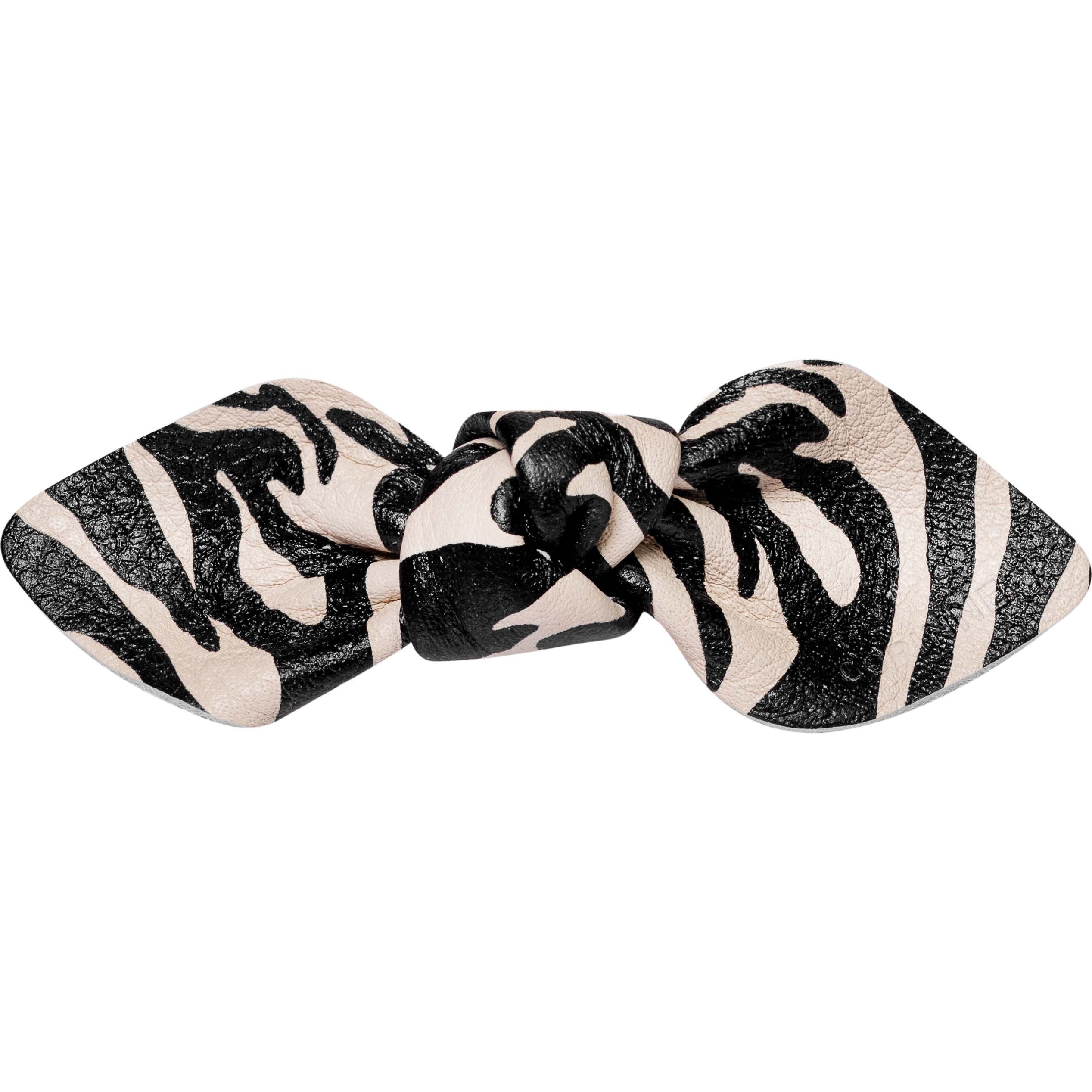 Corinne Leather Bow Small On Hair Clip Zebra